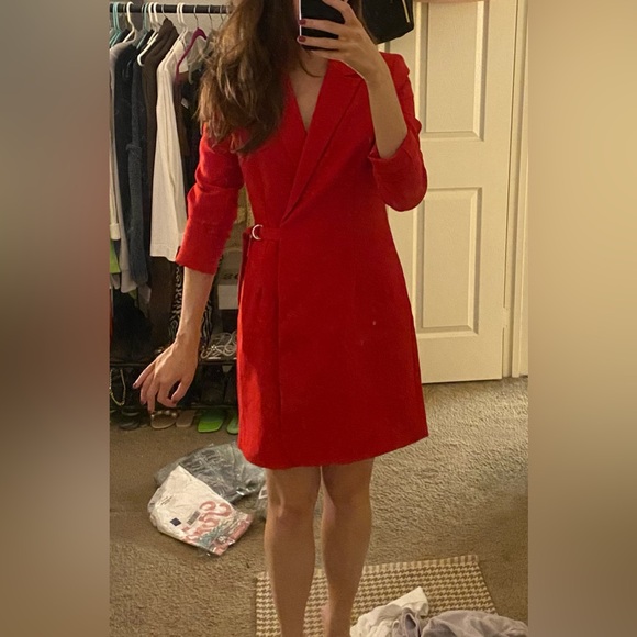 Abercrombie Red Wrap Blazer Dress - Picture 4 of 6